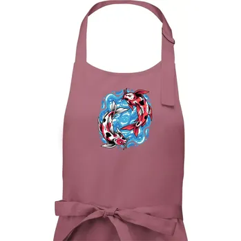 Kuchyňská zástěra Yin & Yang Koi kapr - červený - Dámská zástěra na vaření - Univerzální velikost ( Starorůžová )