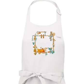 Kuchyňská zástěra Steampunk barevná sestava - Pánská zástěra na vaření - Univerzální velikost ( Bílá )
