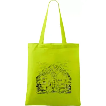 Hory a lyže - můj relax - Taška bavlněná - 42 x 38 cm ( Limetková )