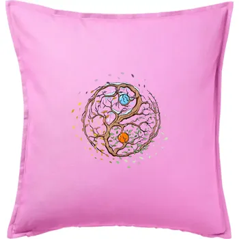 Polštář Yin & Yang strom - zima, léto - Polštář 50x50 - 50x50 - Pouze potah ( Růžová )