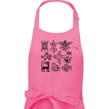 Kuchyňská zástěra Aztécká zvířata - Dámská zástěra na vaření - Univerzální velikost ( Růžová )