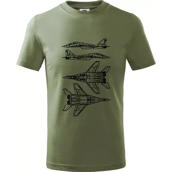 Mig 29 Fulcrum - obrys - Tričko dětské bavlněné - 98 cm / 2 roky ( Khaki )
