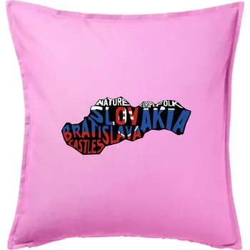 Polštář Mapy - názvy měst - Slovensko - Polštář 50x50 - 50x50 - Pouze potah ( Růžová )
