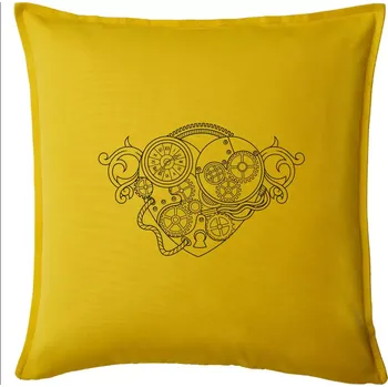 Polštář Steampunk srdce kreslené - Polštář 50x50 - 50x50 - Pouze potah ( Žlutá )