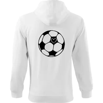 Pánská mikina I love fotbal míč - Mikina s kapucí na zip trendy zipper - S ( Bílá )