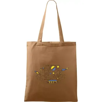 Nákupní taška Stop war - Ukrajinské barvy - Taška bavlněná - 42 x 38 cm ( Cappuccino )