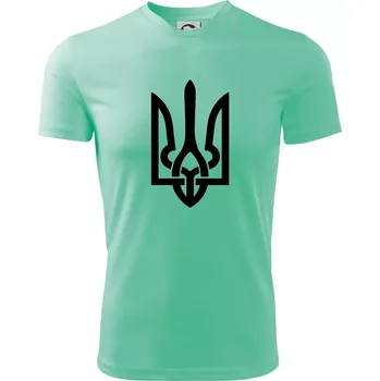 Chlapecké tričko Ukrajina trojzubec velký - Dětské triko sportovní (dresovina) - 122 cm/6 let ( Mátová )