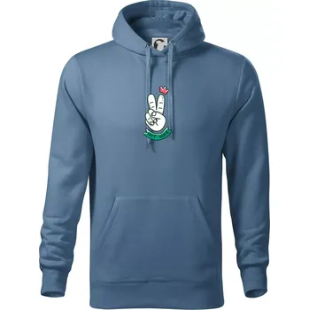 Pánská mikina Victory ruka - not war - Mikina pánská Cape s kapucí - 4XL ( Denim )