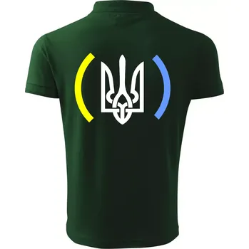 Pánská košile Ukrajina trojzubec s barvami - Polokošile pánská Pique Polo 203 - 5XL ( Lahvově zelená )