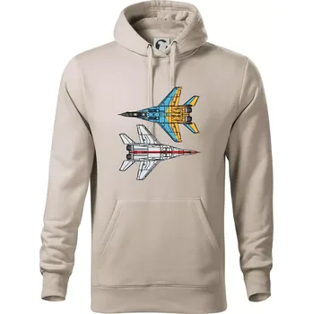 Pánská mikina Mig 29 Fulcrum ze spoda a ze zhora - Mikina pánská Cape s kapucí - 5XL ( Ledově šedá )