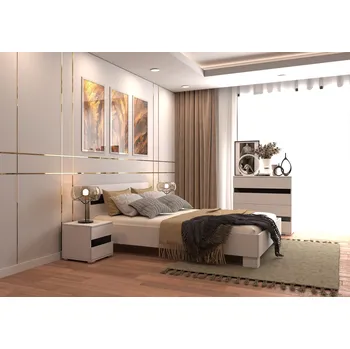 Noční stolek IDZ Noční stolek LUCCA 22, 45 cm Bílá/Černý lesk