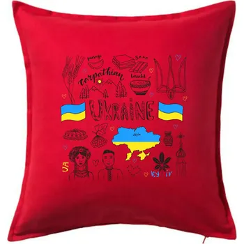 Polštář Ukrajina folklor - kreslené obrázky - Polštář 50x50 - 50x50 - Pouze potah ( Červená )