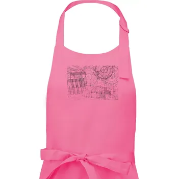 Kuchyňská zástěra Technické výkresy - frézky - Dámská zástěra na vaření - Univerzální velikost ( Růžová )