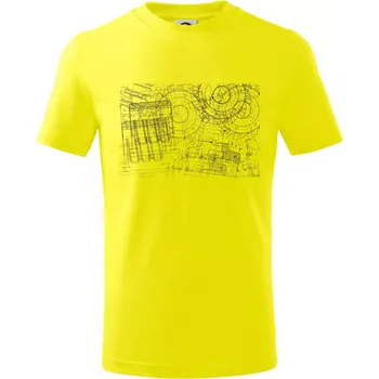 Chlapecké tričko Technické výkresy - frézky - Tričko dětské bavlněné - 98 cm / 2 roky ( Citrónová )