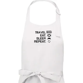 Kuchyňská zástěra Eat sleep travel - Van - Pánská zástěra na vaření - Univerzální velikost ( Bílá )