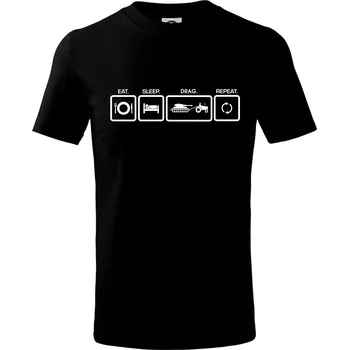 Chlapecké tričko Eat sleep drag repeat - Tričko dětské bavlněné - 98 cm / 2 roky ( Černá )