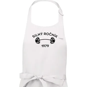 Kuchyňská zástěra Silný ročník - Letopočet 1979 - Pánská zástěra na vaření - Univerzální velikost ( Bílá )