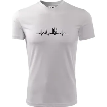 Pánské tričko Ekg Ukrajina trojzubec - Pánské triko Fantasy sportovní (dresovina) - XL ( Bílá )