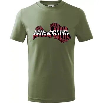 Chlapecké oblečení Mapy - názvy měst - Lotyšsko - Tričko dětské bavlněné - 98 cm / 2 roky ( Khaki )