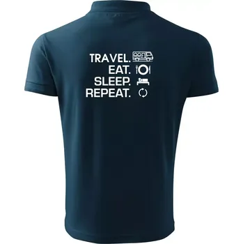 Pánská košile Eat sleep travel - Van - Polokošile pánská Pique Polo 203 - 4XL ( Námořní modrá (velmi tmavá - téměř černá) )