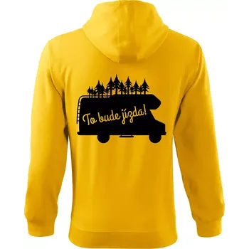 Pánská mikina To bude jízda - alkovna - Mikina s kapucí na zip trendy zipper - S ( Žlutá )