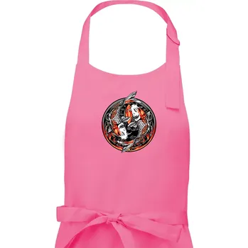 Kuchyňská zástěra Yin & Yang Koi kapr - oranžový - Dámská zástěra na vaření - Univerzální velikost ( Růžová )
