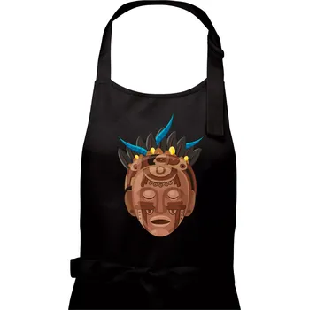 Kuchyňská zástěra Mayové maska hnědá - Pánská zástěra na vaření - Univerzální velikost ( Černá )