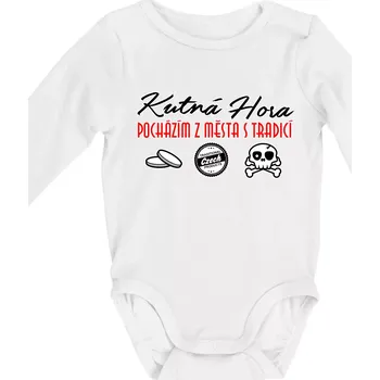 Kutná Hora město s tradicí - Body kojenecké s dlouhým rukávem - Dlouhý r. 3-6 měs ( Bílá )