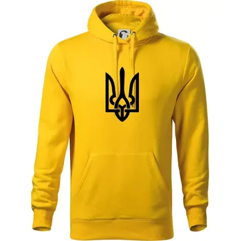 Pánská mikina Ukrajina trojzubec velký - Mikina pánská Cape s kapucí - XL ( Žlutá )