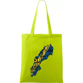 Mapy - názvy měst - Švédsko - Taška bavlněná - 42 x 38 cm ( Limetková )