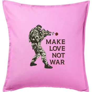 Polštář Růže ve zbrani, make love not war - Polštář 50x50 - 50x50 - Pouze potah ( Růžová )