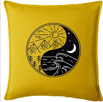 Polštář Yin & Yang hory a moře - Polštář 50x50 - 50x50 - Pouze potah ( Žlutá )