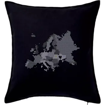 Polštář Mapa Evropy - srdce v Ukrajině - Polštář 50x50 - 50x50 - Pouze potah ( Černá )