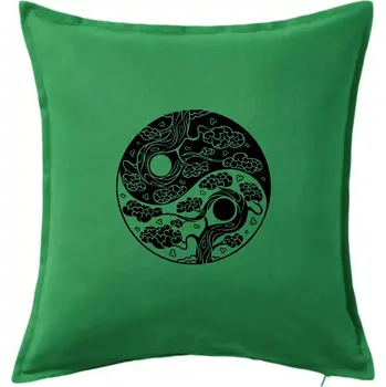 Polštář Yin & Yang sakura - Polštář 50x50 - 50x50 - Pouze potah ( Středně zelená )