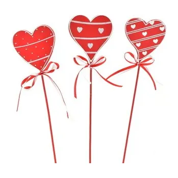 Srdce dřevěné zápich 3 ks