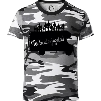 Chlapecké tričko To bude jízda - alkovna - Dětské maskáčové triko - 104-110cm / 3-4 roky ( Šedý maskáč )