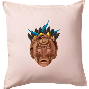 Polštář Mayové maska hnědá - Polštář 50x50 - 50x50 - Pouze potah ( Světle růžová )