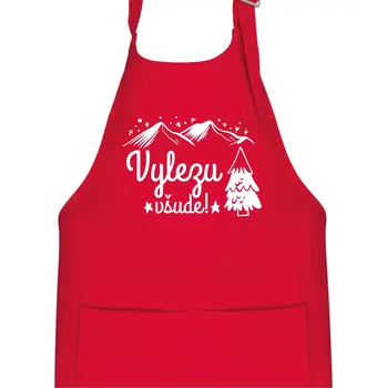Kuchyňská zástěra Vylezu všude - hory - Dětská zástěra na vaření - Univerzální velikost ( Červená )