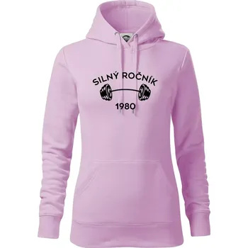 Dámská mikina Silný ročník - Letopočet 1980 - Mikina dámská Cape s kapucí - S ( Orchid )