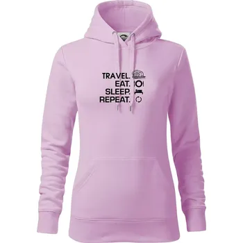 Dámská mikina Eat sleep travel - Malý přívěs - Mikina dámská Cape s kapucí - XS ( Orchid )