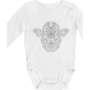 Kojenecký body Steampunk včela černobílá - Body kojenecké s dlouhým rukávem - Dlouhý r. do 3 měs ( Bílá )