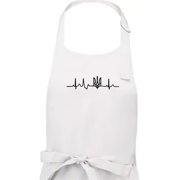 Kuchyňská zástěra Ekg Ukrajina trojzubec - Dámská zástěra na vaření - Univerzální velikost ( Bílá )