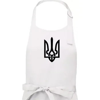 Kuchyňská zástěra Ukrajina trojzubec velký - Dámská zástěra na vaření - Univerzální velikost ( Bílá )