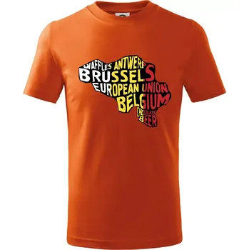 Chlapecké tričko Mapy - názvy měst - Belgie - Tričko dětské bavlněné - 146 cm/10 let ( Oranžová )
