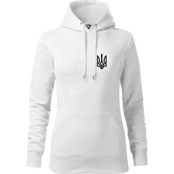 Dámská mikina Ukrajina trojzubec prso - Mikina dámská Cape s kapucí - 2XL ( Bílá )
