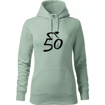 Dámská mikina Cyklista slaví padesátku (50) - Mikina dámská Cape s kapucí - XL ( Sage )