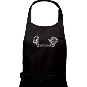 Kuchyňská zástěra Mayové - zvířata drak - Dámská zástěra na vaření - Univerzální velikost ( Černá )