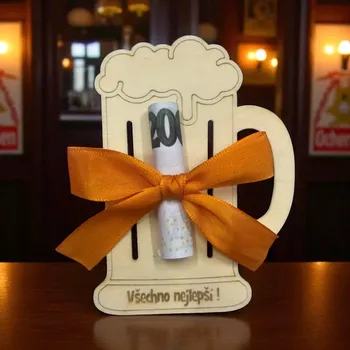 Dárková krabička Dřevěná karta na peníze Pulitr piva