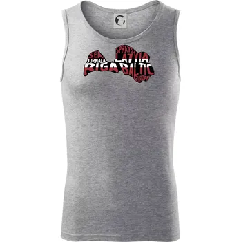 Mapy - názvy měst - Lotyšsko - Tílko pánské Core - XL ( Tmavě šedý melír )