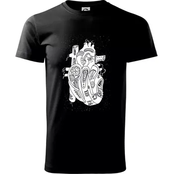 Pánské tričko Steampunk lidské srdce - Triko extra velké (5-8XL) - 8XL ( Černá )